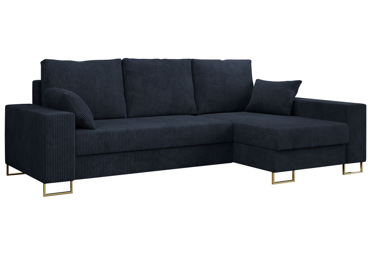 Narożnik DORIAN L - uniwersalny - ciemnoniebieski, sztruks