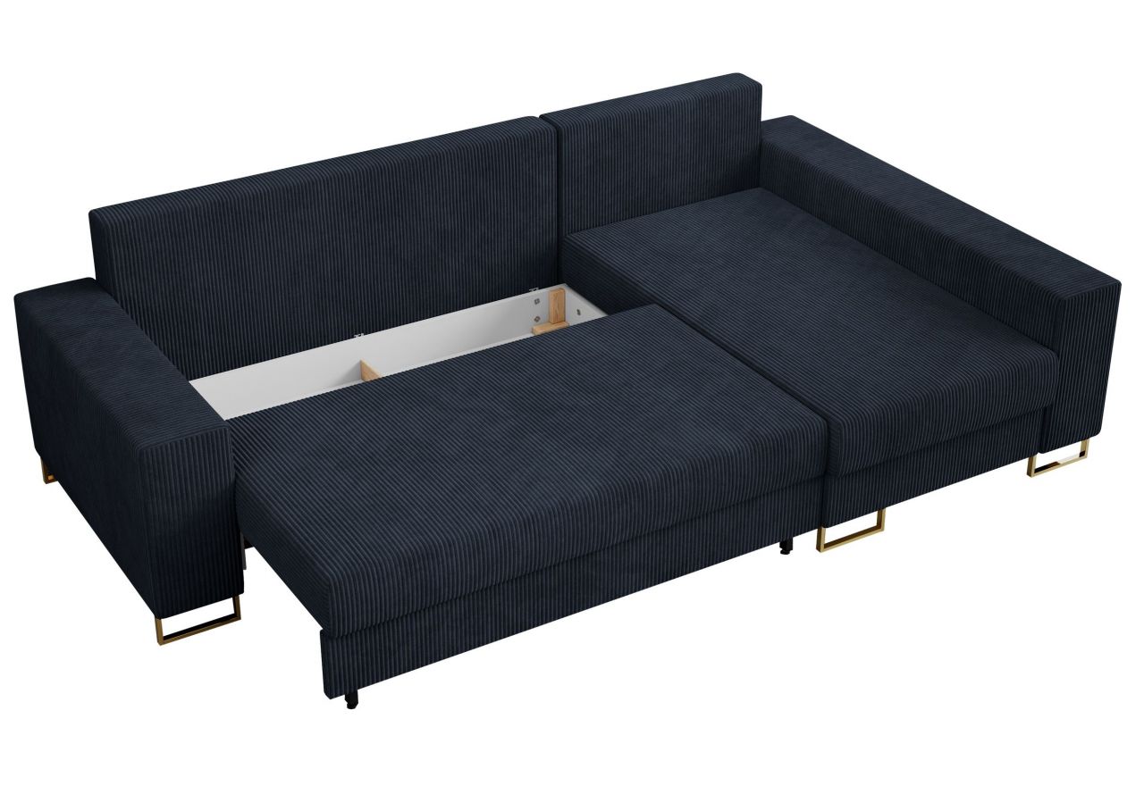 Narożnik DORIAN L - uniwersalny - ciemnoniebieski, sztruks