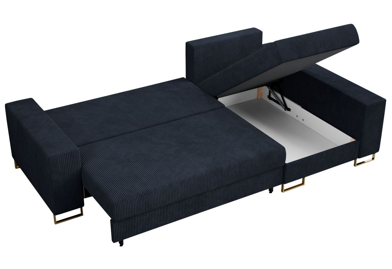 Narożnik DORIAN L - uniwersalny - ciemnoniebieski, sztruks