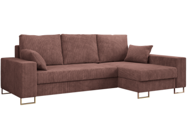 Narożnik DORIAN L - uniwersalny - brązowy, sztruks