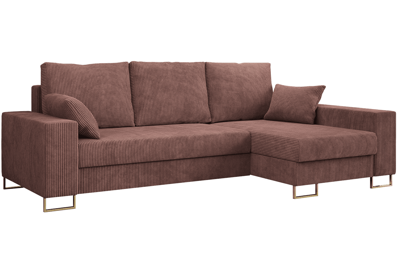 Narożnik DORIAN L - uniwersalny - brązowy, sztruks