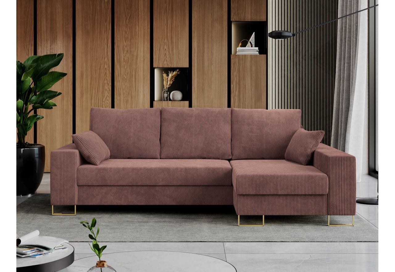 Narożnik DORIAN L - uniwersalny - brązowy, sztruks