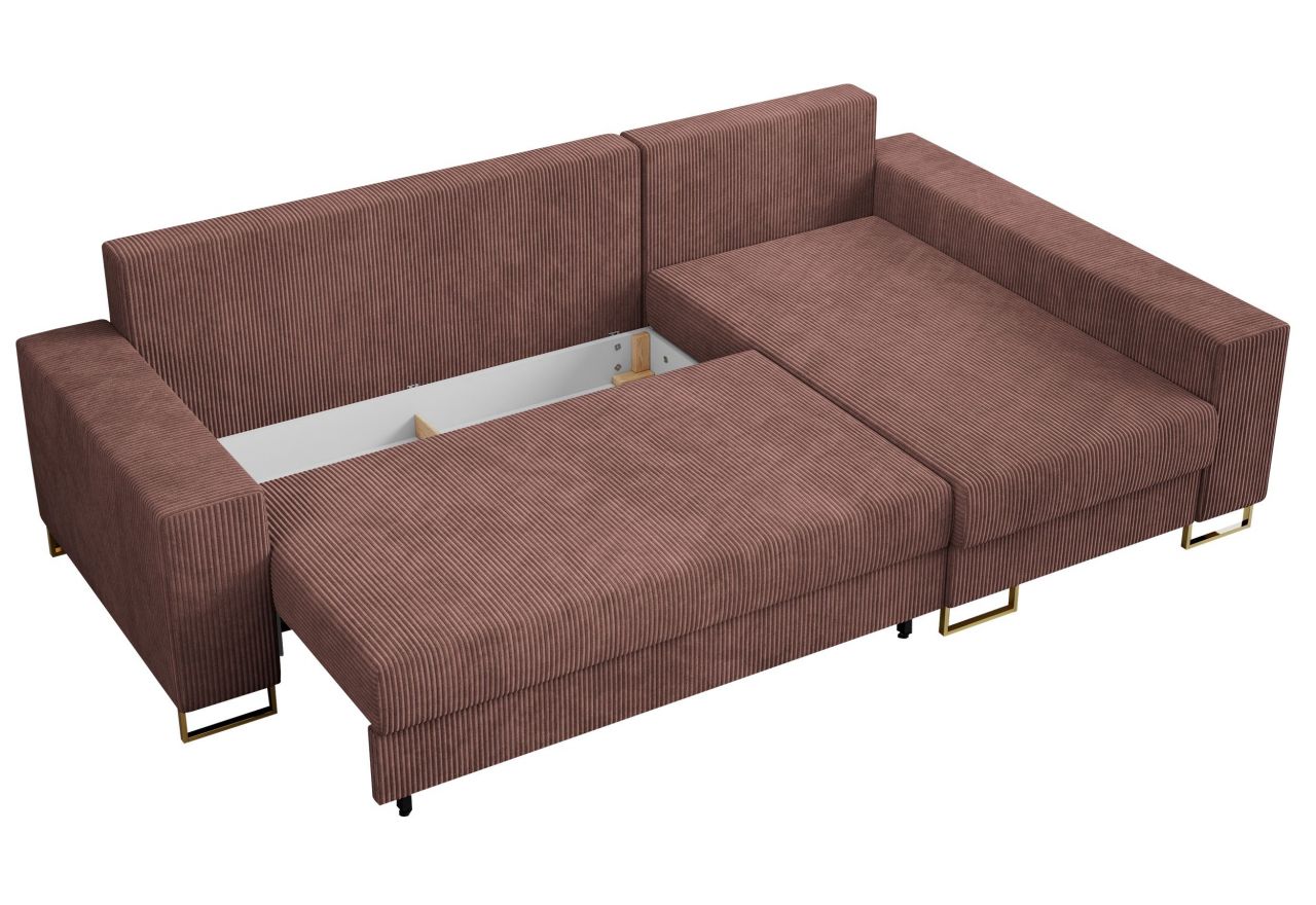 Narożnik DORIAN L - uniwersalny - brązowy, sztruks