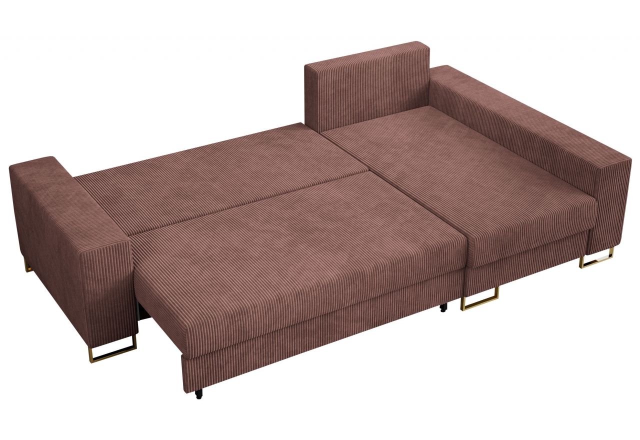 Narożnik DORIAN L - uniwersalny - brązowy, sztruks