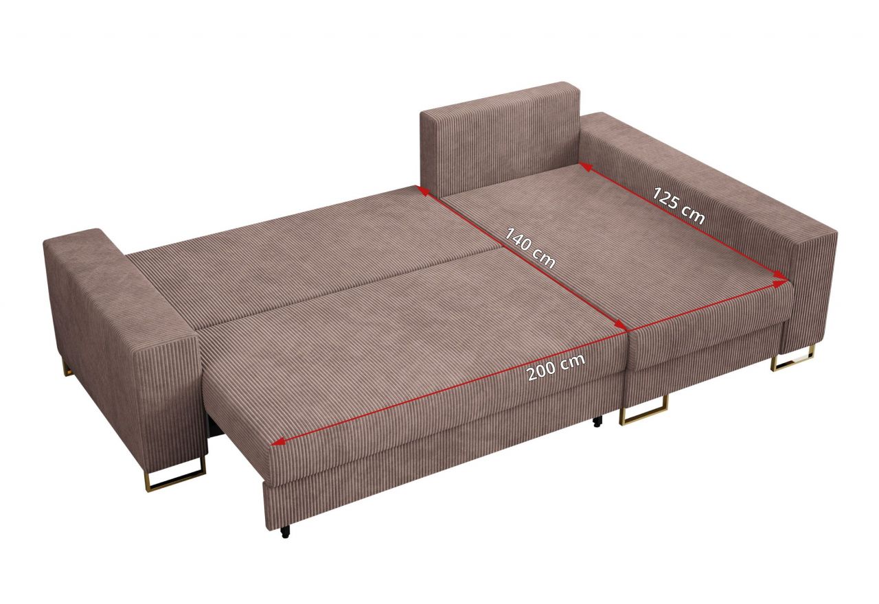 Narożnik DORIAN L - uniwersalny - różowy, sztruks