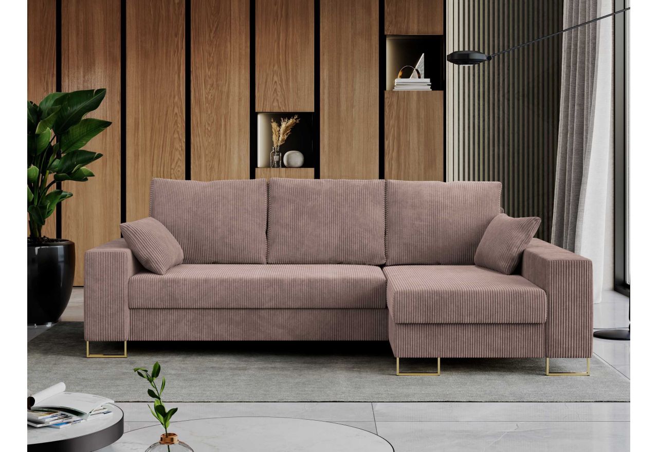 Narożnik DORIAN L - uniwersalny - różowy, sztruks