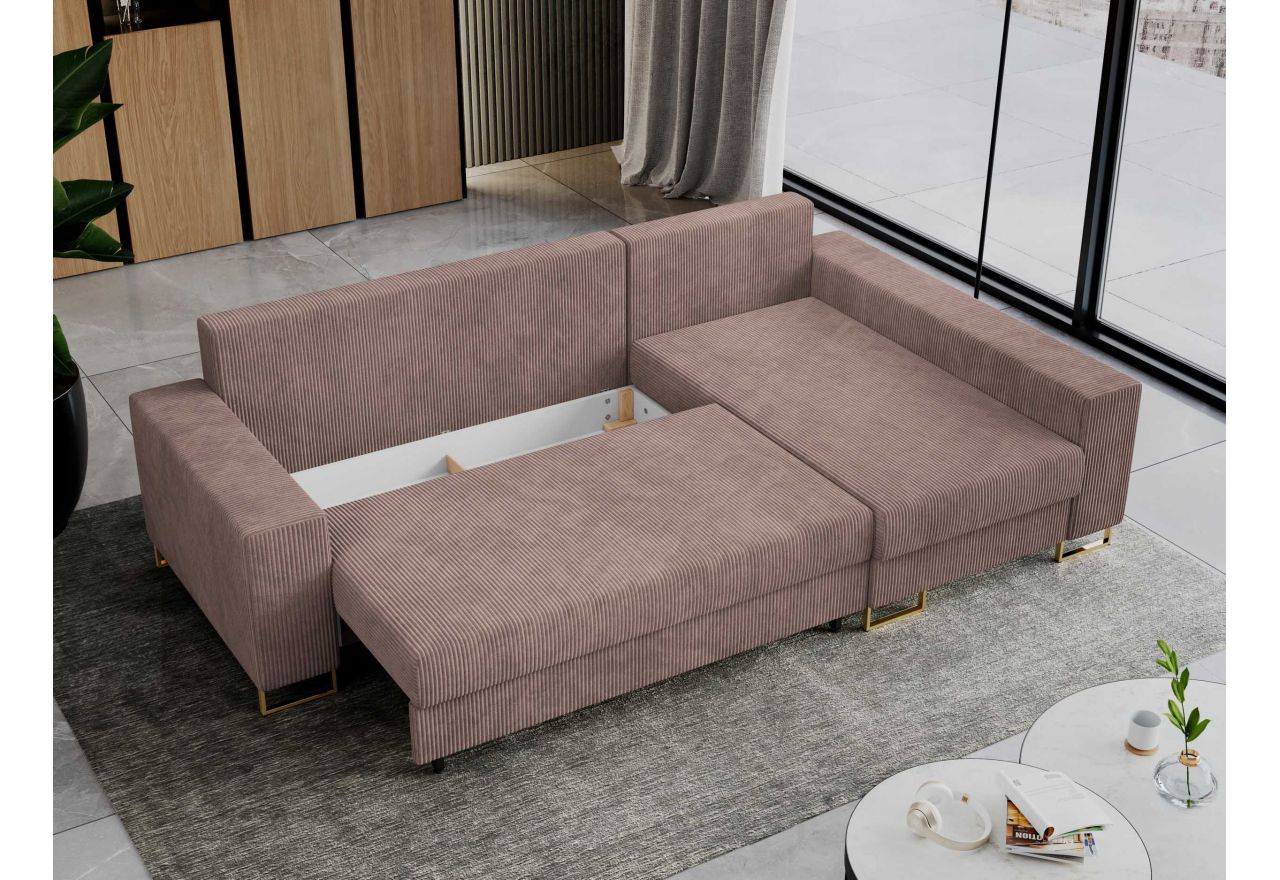 Narożnik DORIAN L - uniwersalny - różowy, sztruks