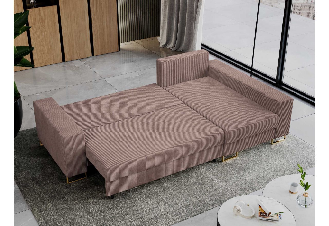 Narożnik DORIAN L - uniwersalny - różowy, sztruks