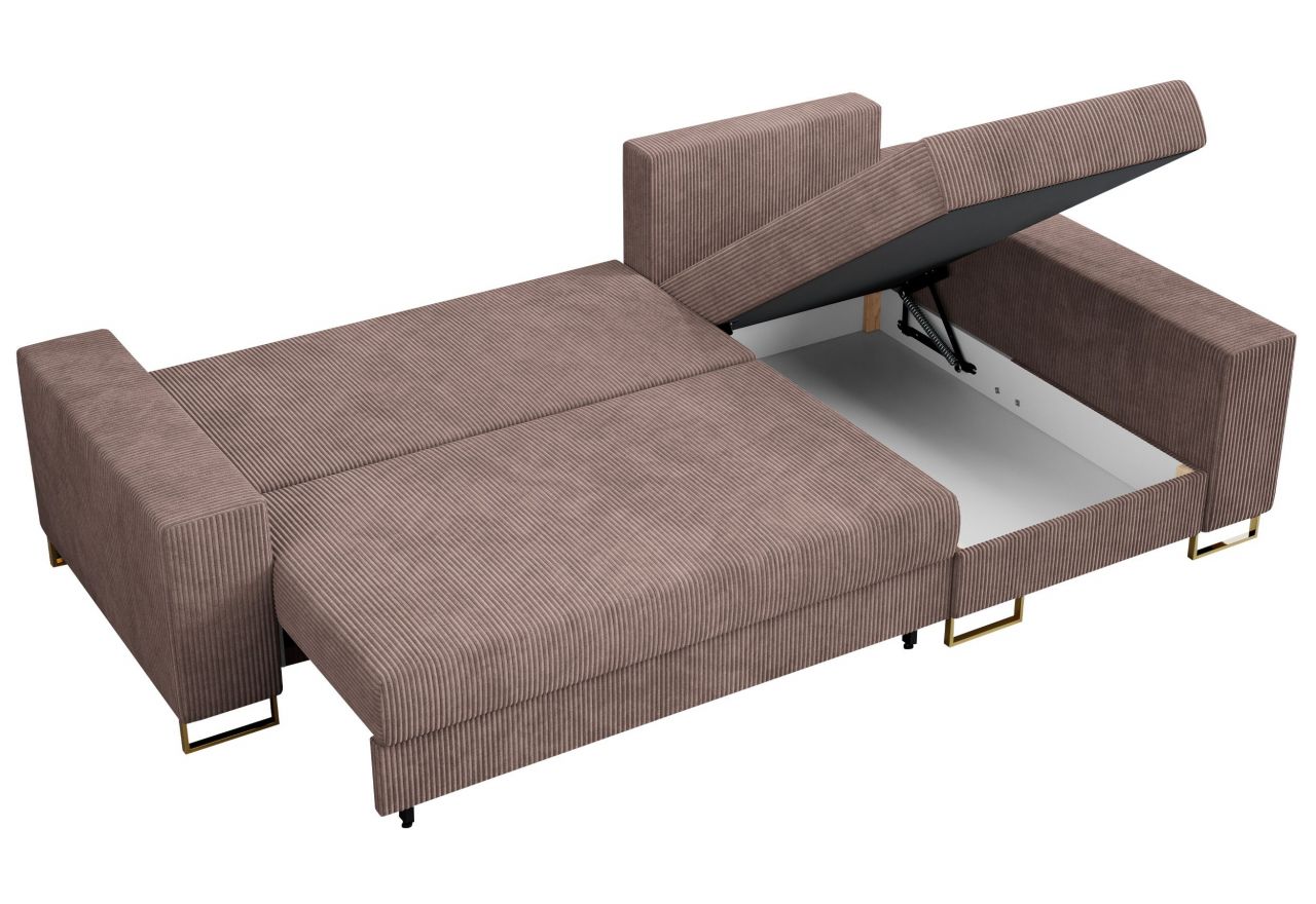 Narożnik DORIAN L - uniwersalny - różowy, sztruks