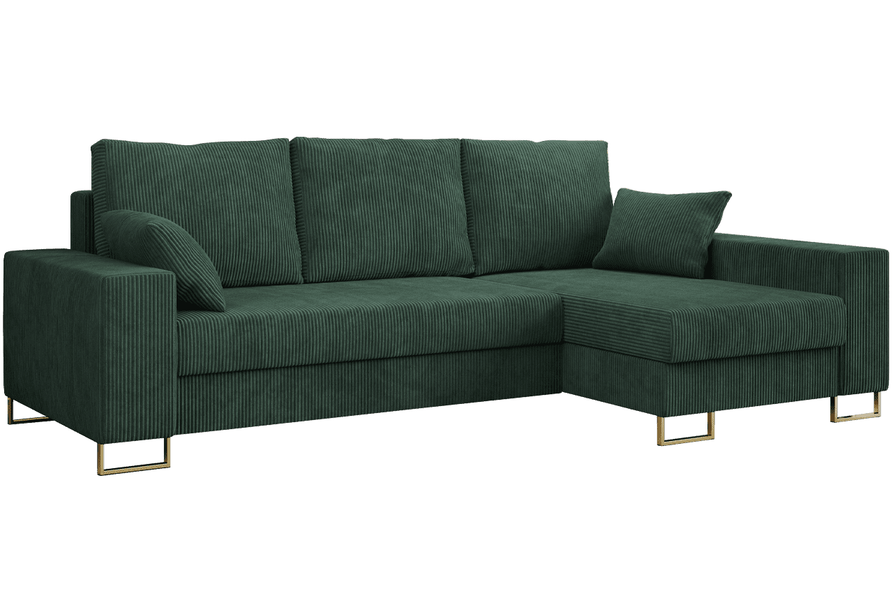 Narożnik DORIAN L - uniwersalny - zielony, sztruks