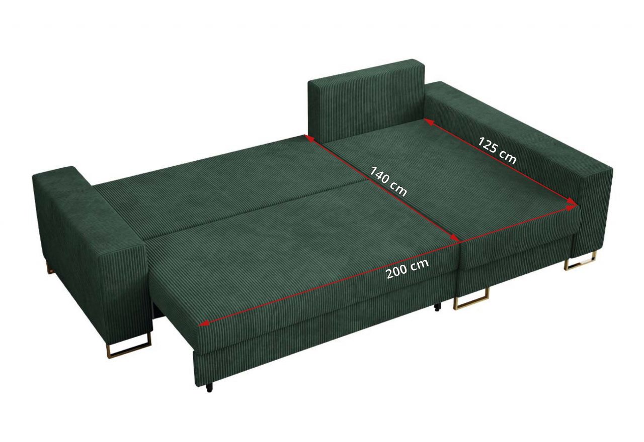 Narożnik DORIAN L - uniwersalny - zielony, sztruks