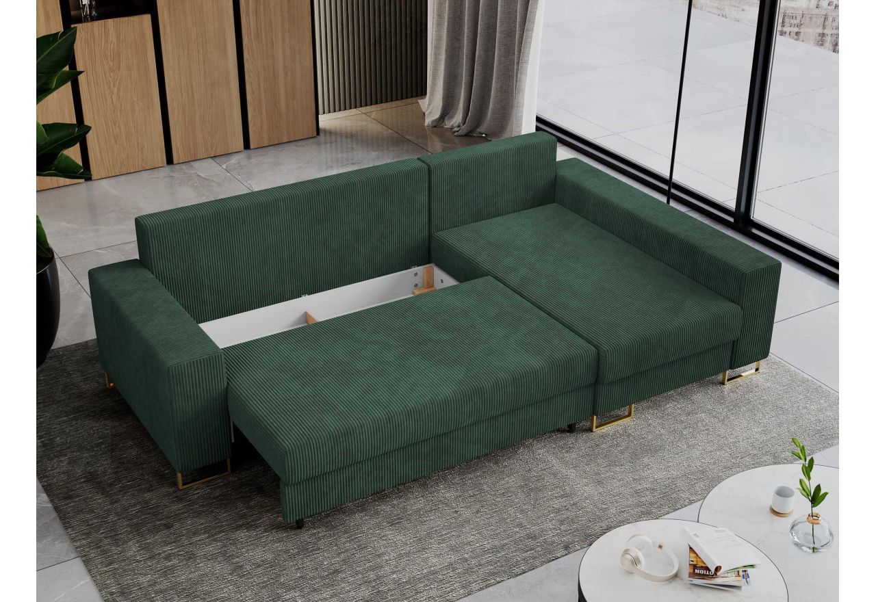 Narożnik DORIAN L - uniwersalny - zielony, sztruks