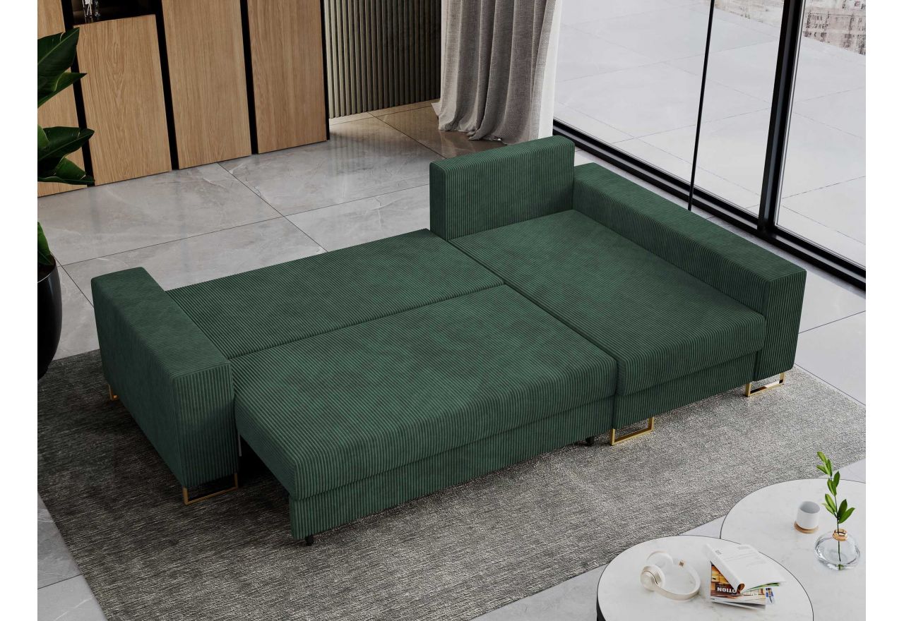 Narożnik DORIAN L - uniwersalny - zielony, sztruks