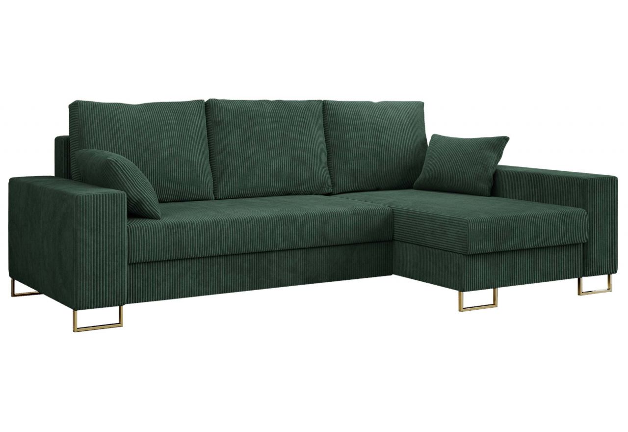 Narożnik DORIAN L - uniwersalny - zielony, sztruks