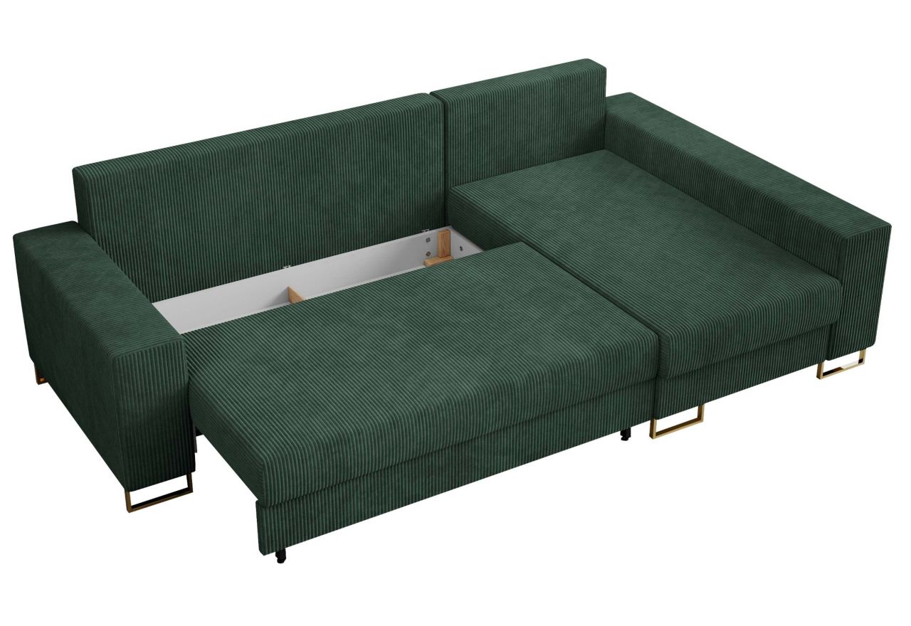 Narożnik DORIAN L - uniwersalny - zielony, sztruks