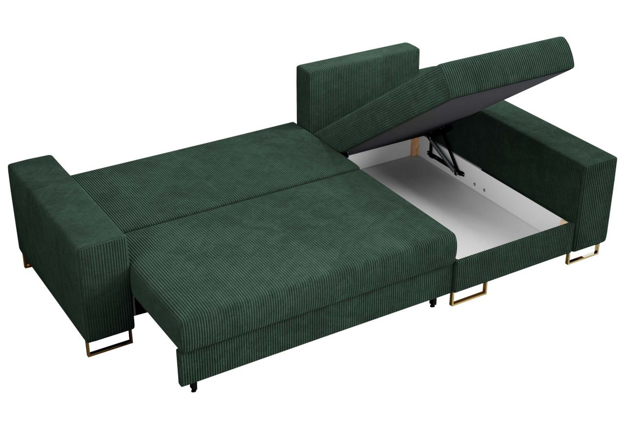 Narożnik DORIAN L - uniwersalny - zielony, sztruks