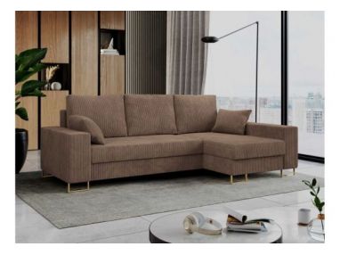 Narożnik DORIAN L - uniwersalny - jasnobrązowy, sztruks