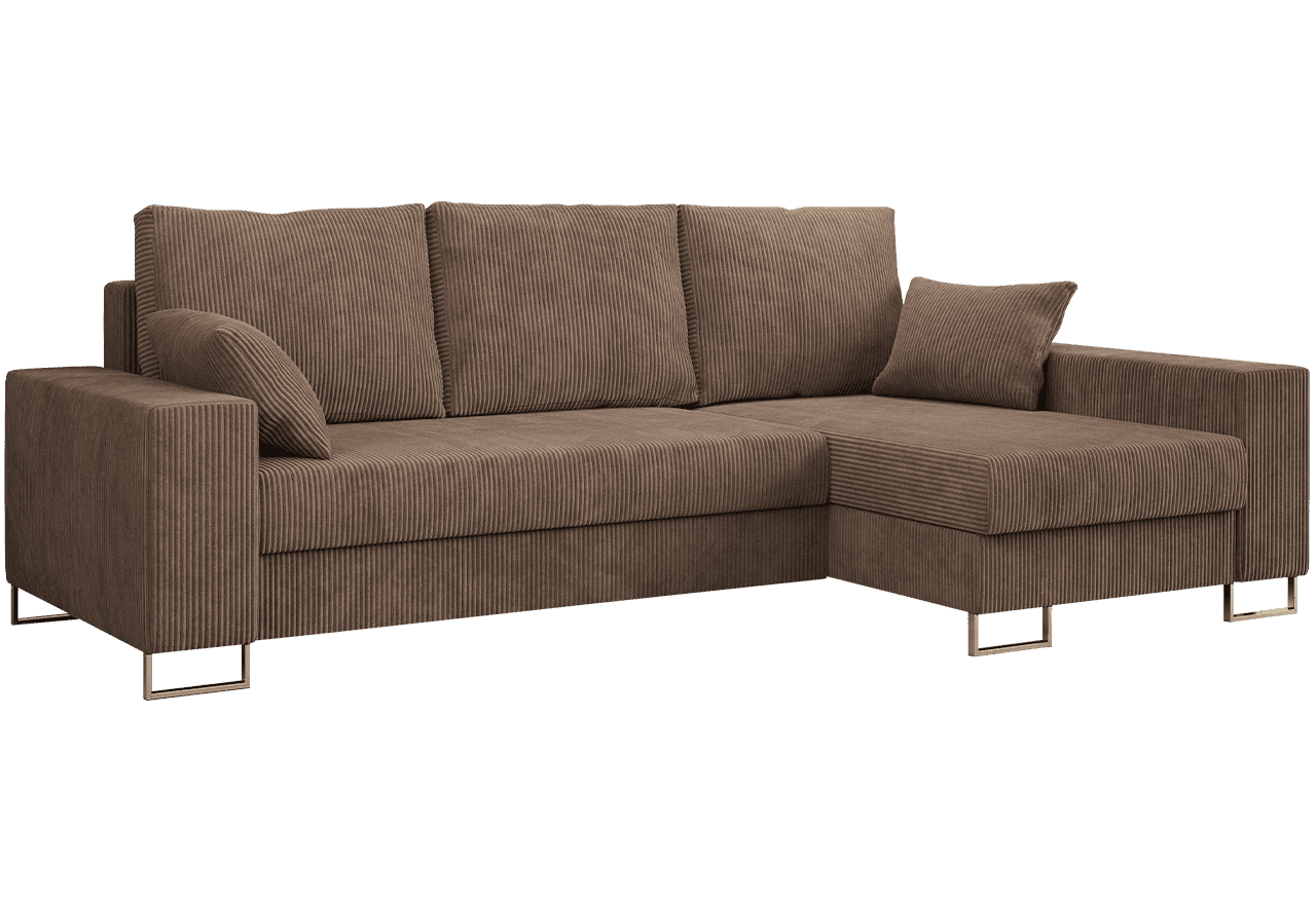 Narożnik DORIAN L - uniwersalny - jasnobrązowy, sztruks