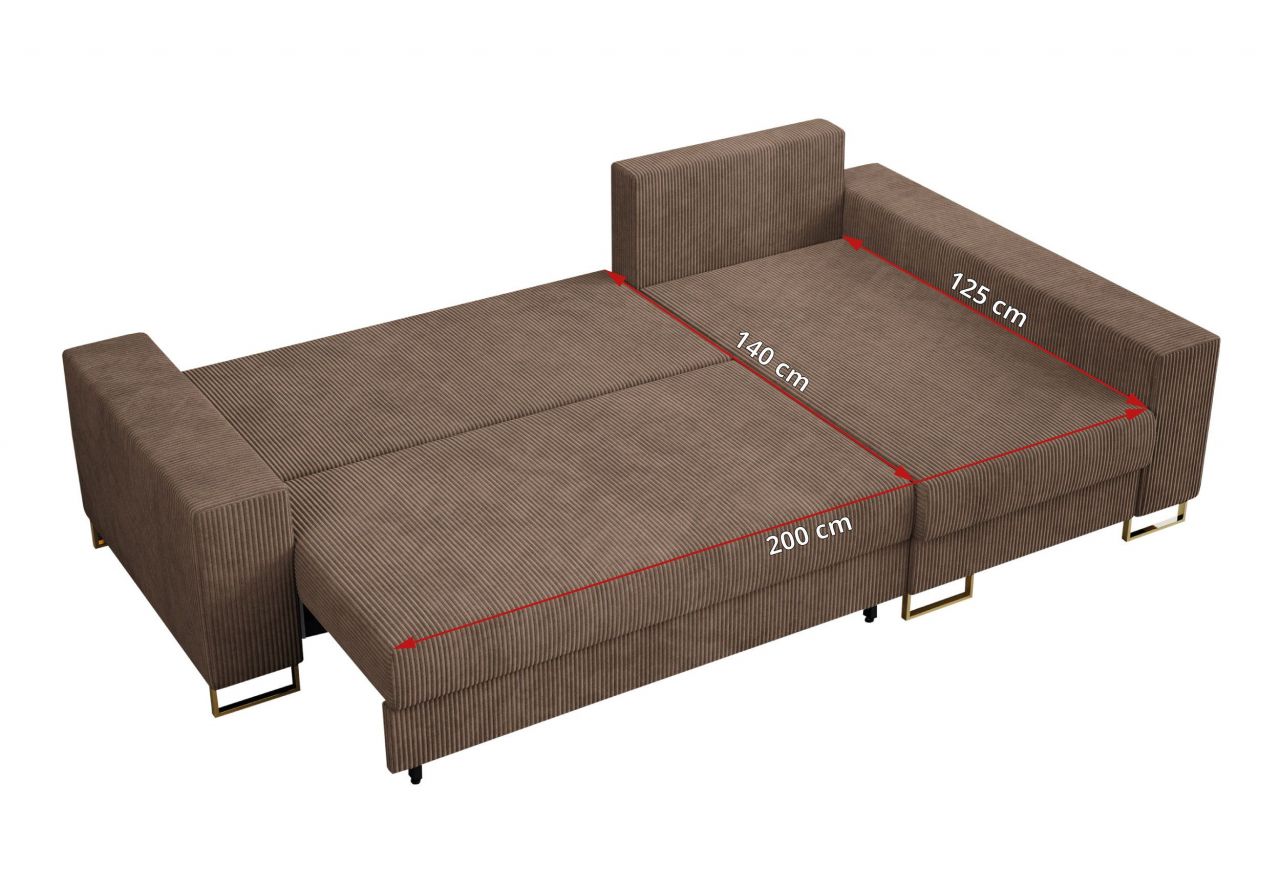 Narożnik DORIAN L - uniwersalny - jasnobrązowy, sztruks