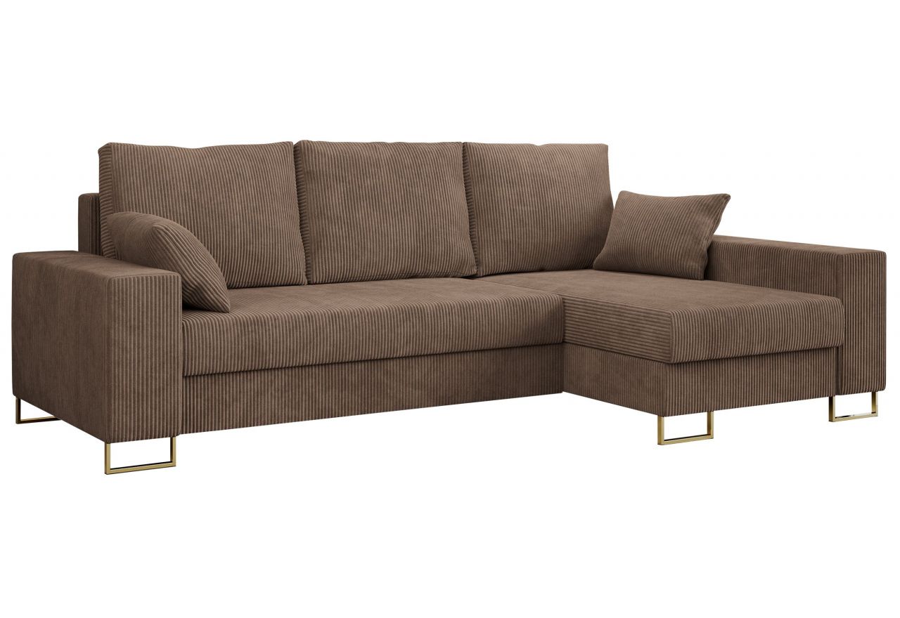 Narożnik DORIAN L - uniwersalny - jasnobrązowy, sztruks