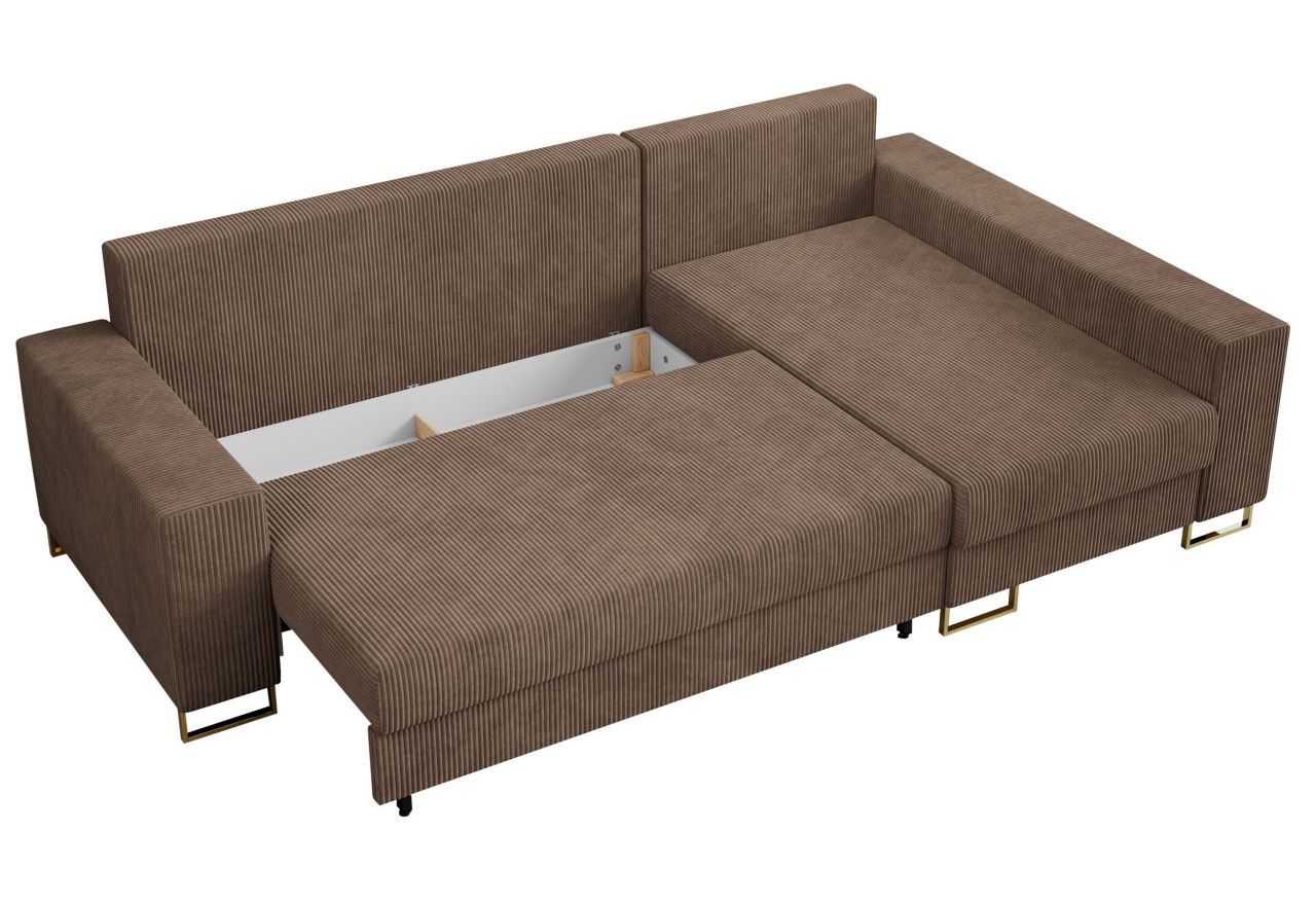 Narożnik DORIAN L - uniwersalny - jasnobrązowy, sztruks