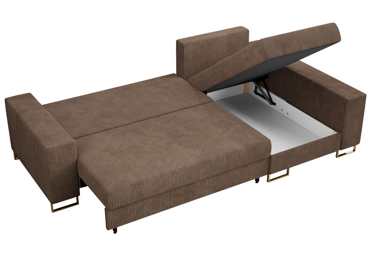 Narożnik DORIAN L - uniwersalny - jasnobrązowy, sztruks