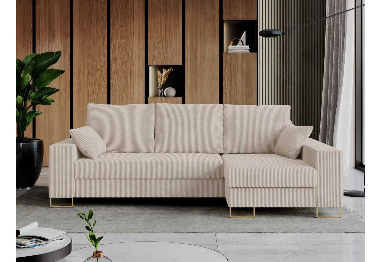 Narożnik DORIAN L - uniwersalny - beżowy, sztruks