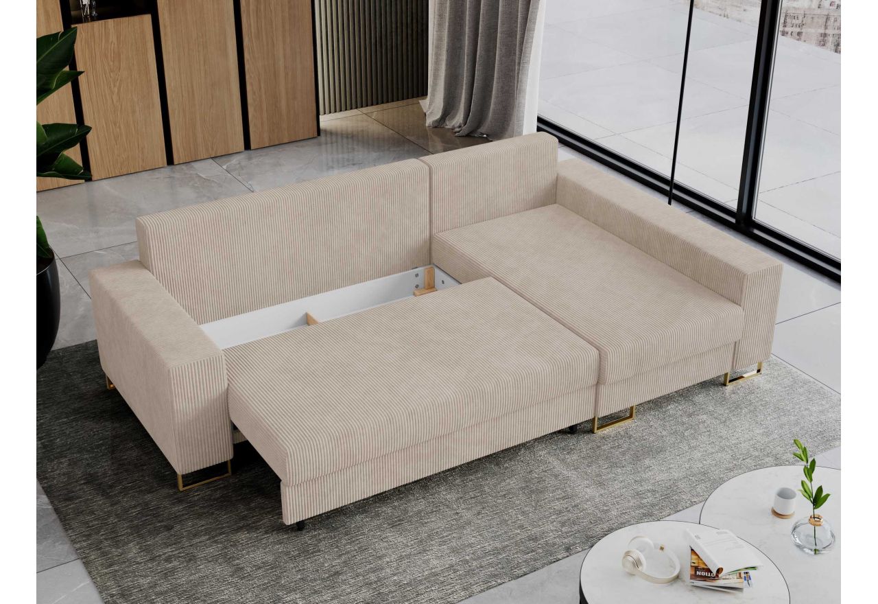 Narożnik DORIAN L - uniwersalny - beżowy, sztruks