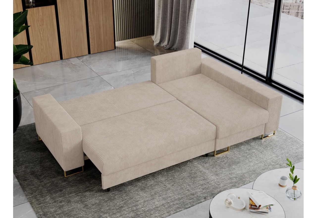 Narożnik DORIAN L - uniwersalny - beżowy, sztruks