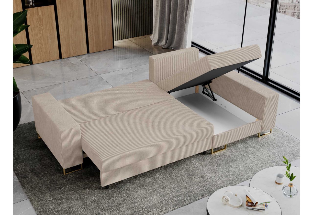 Narożnik DORIAN L - uniwersalny - beżowy, sztruks