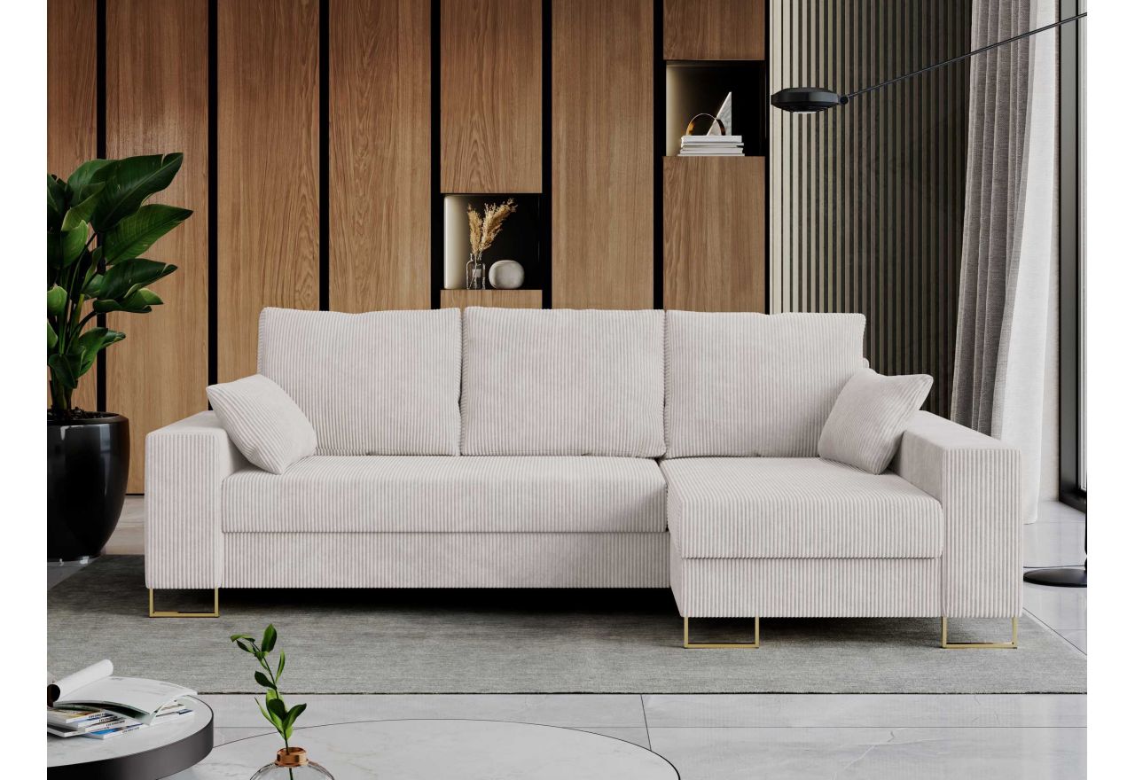 Narożnik DORIAN L - uniwersalny - biały, sztruks