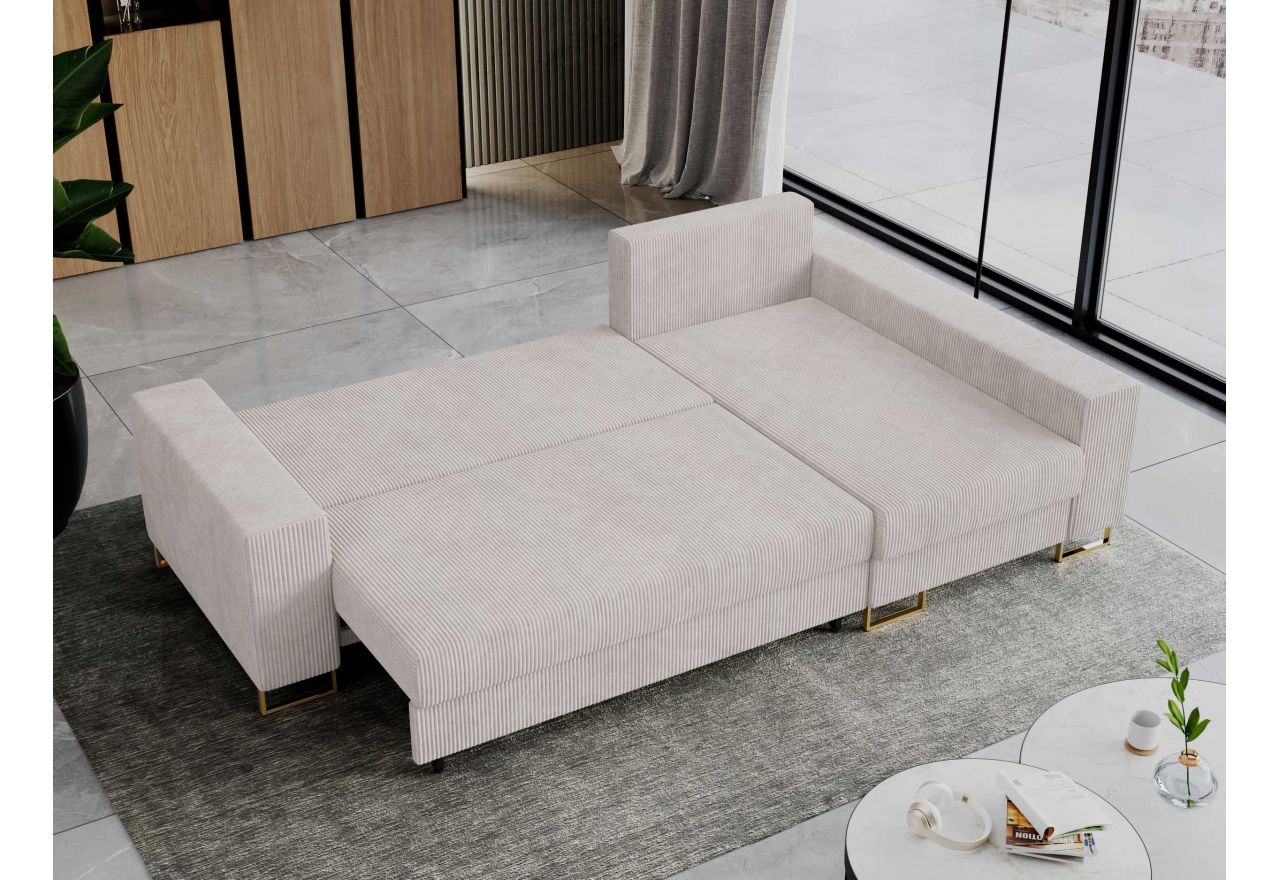 Narożnik DORIAN L - uniwersalny - biały, sztruks