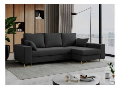 Narożnik DORIAN L - uniwersalny - ciemnoszary, welwet