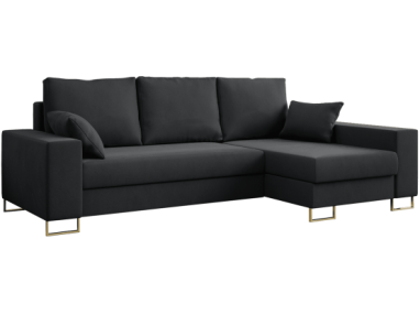 Narożnik DORIAN L - uniwersalny - ciemnoszary, welwet