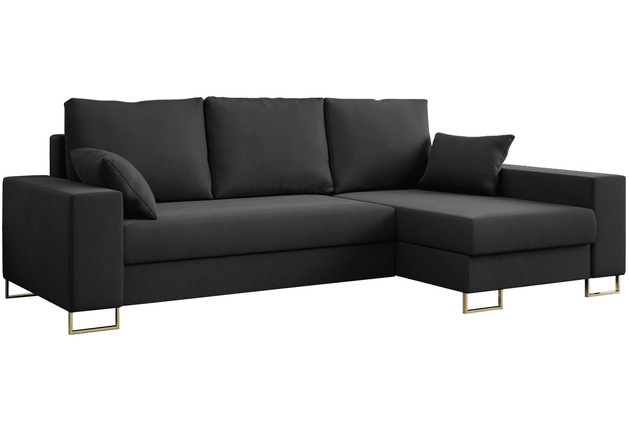 Narożnik DORIAN L - uniwersalny - ciemnoszary, welwet