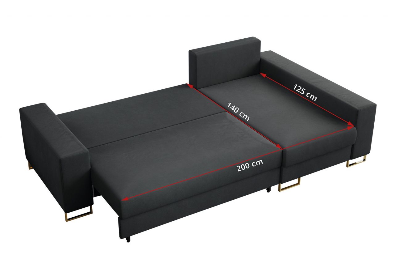 Narożnik DORIAN L - uniwersalny - ciemnoszary, welwet