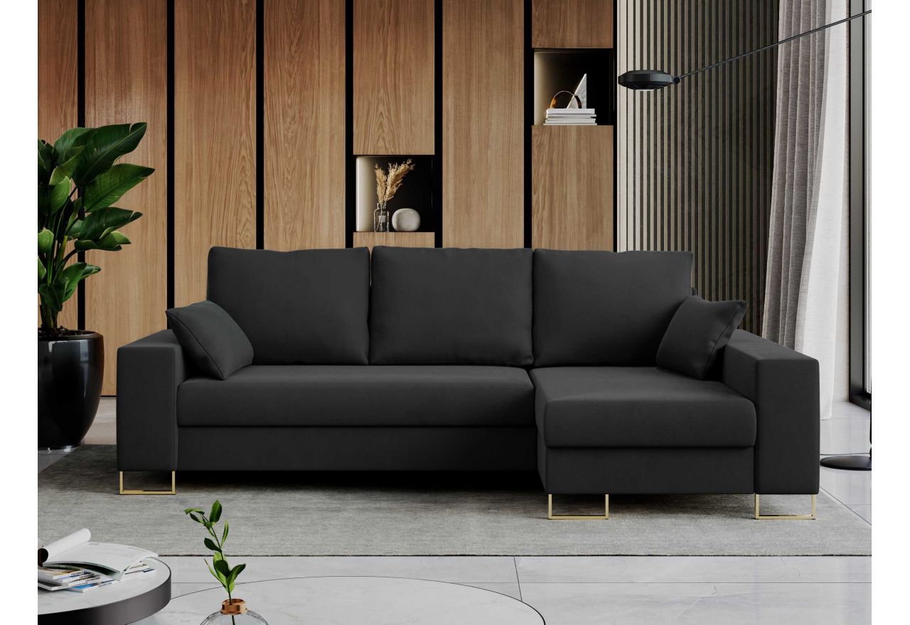 Narożnik DORIAN L - uniwersalny - ciemnoszary, welwet