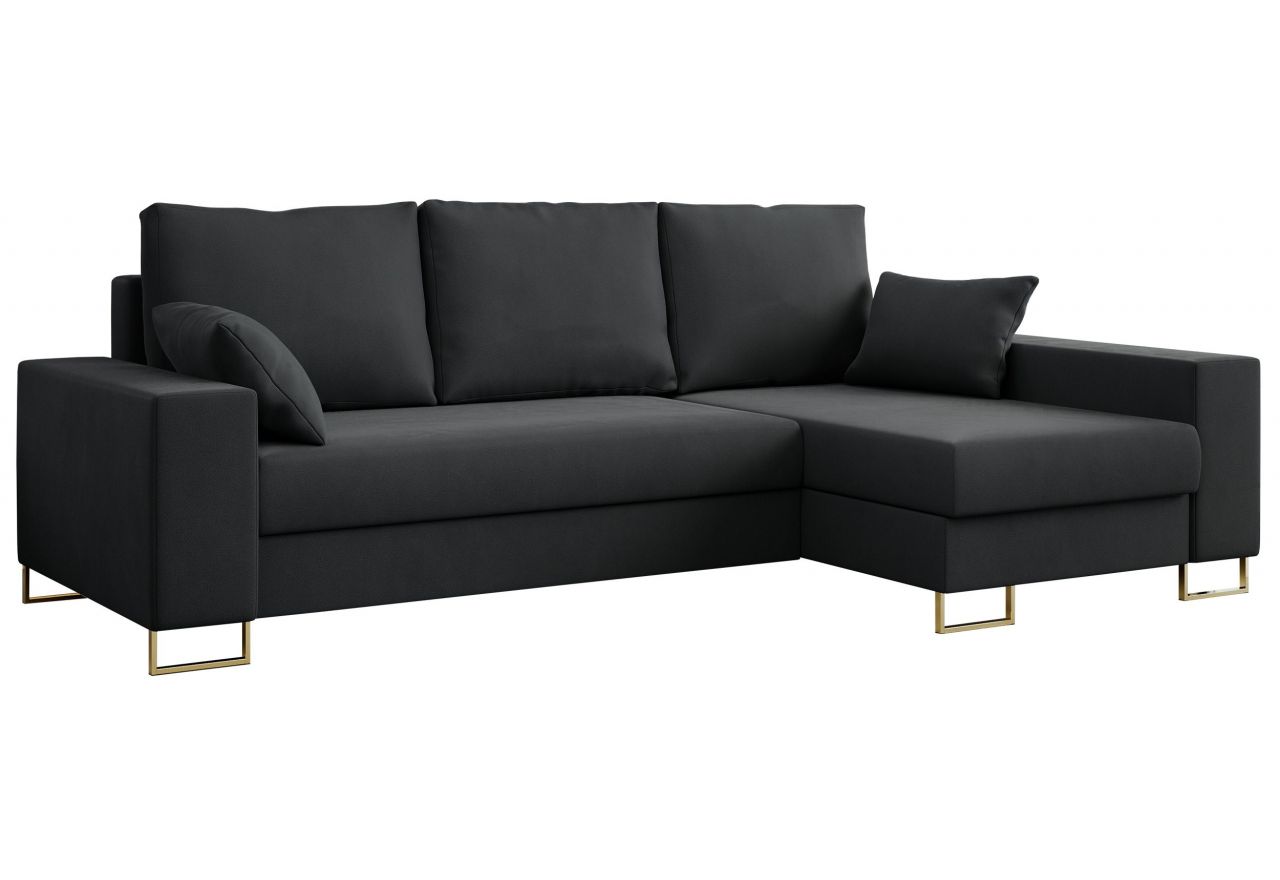 Narożnik DORIAN L - uniwersalny - ciemnoszary, welwet