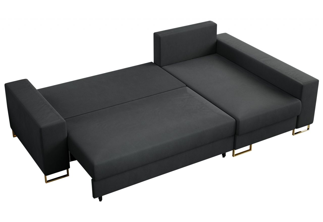 Narożnik DORIAN L - uniwersalny - ciemnoszary, welwet