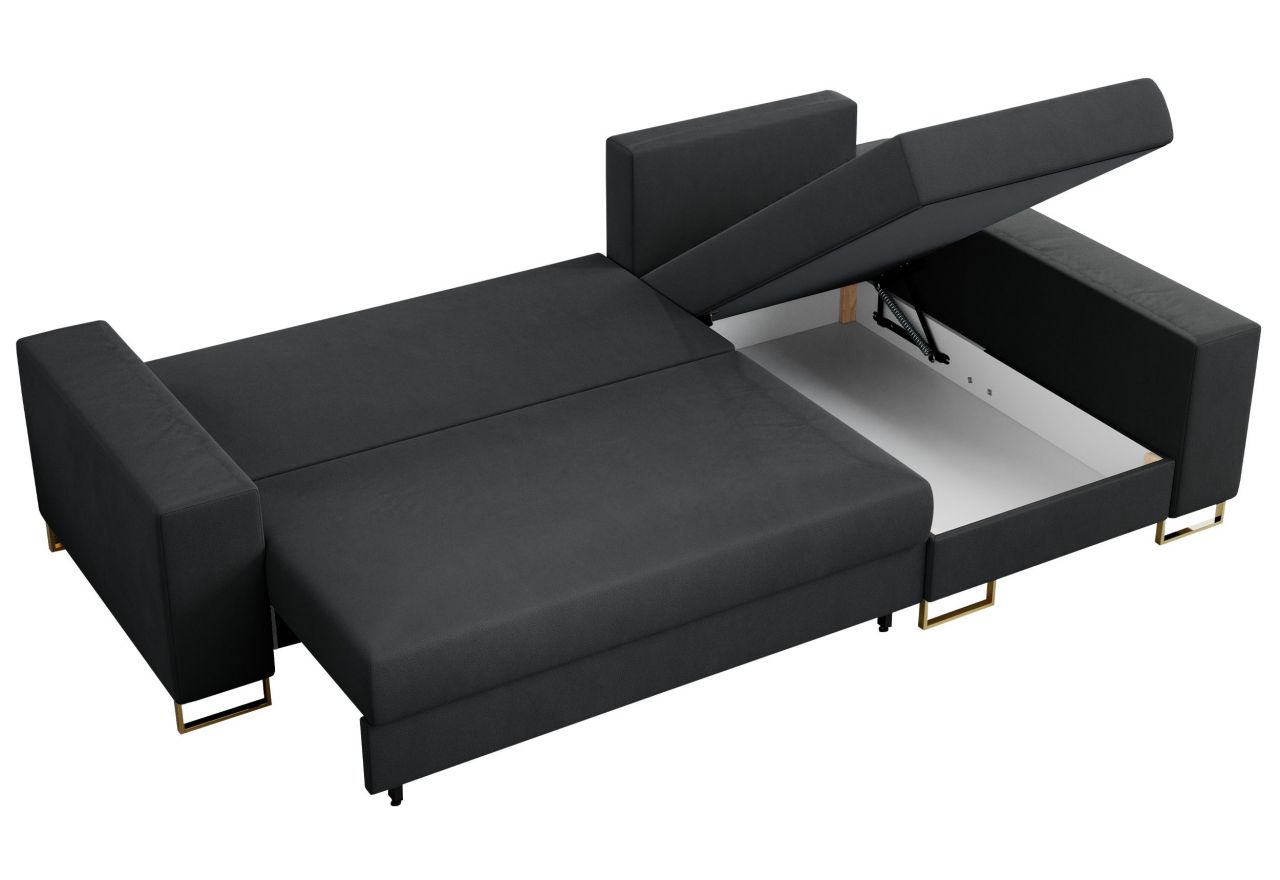 Narożnik DORIAN L - uniwersalny - ciemnoszary, welwet