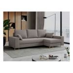 Narożnik DORIAN L - uniwersalny - jasnobrązowy, welwet