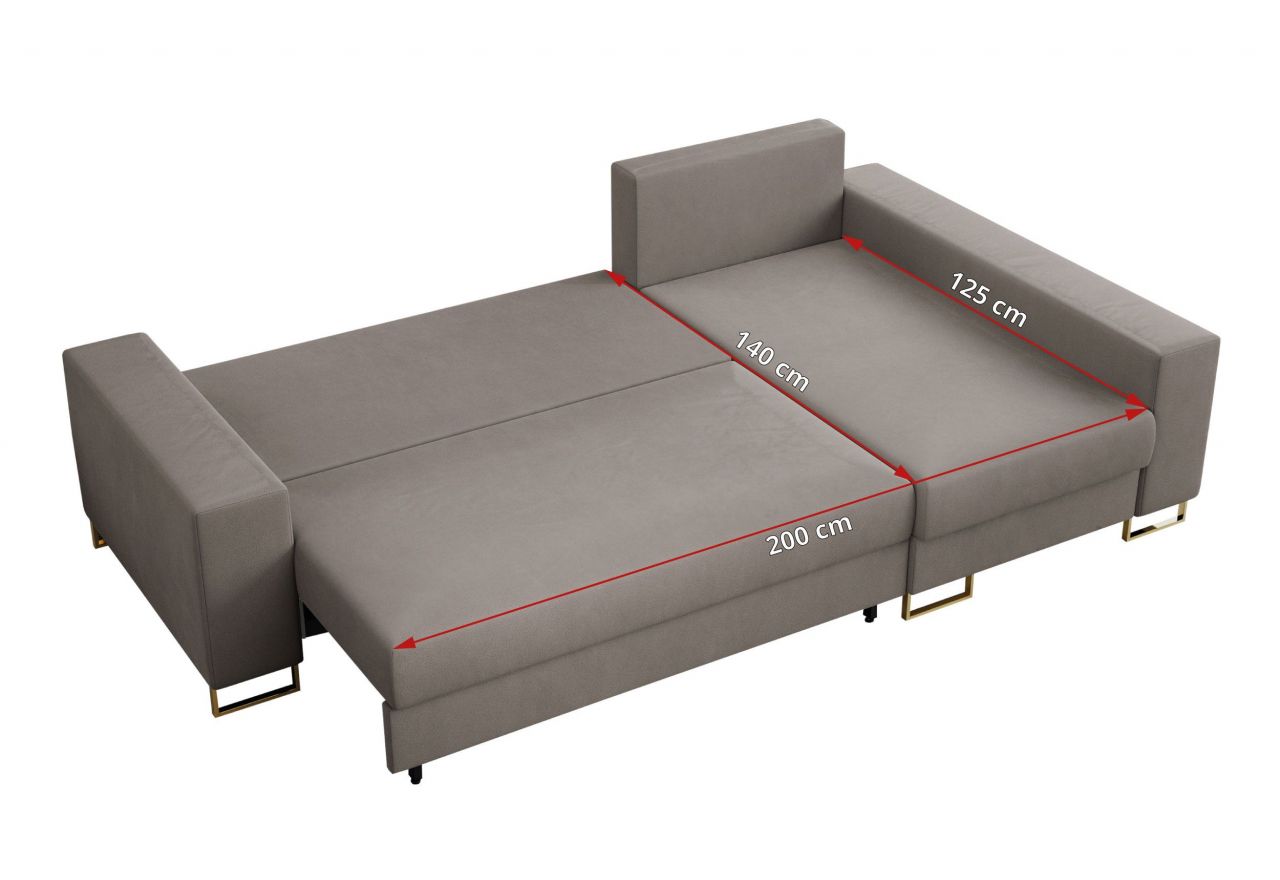 Narożnik DORIAN L - uniwersalny - jasnobrązowy, welwet