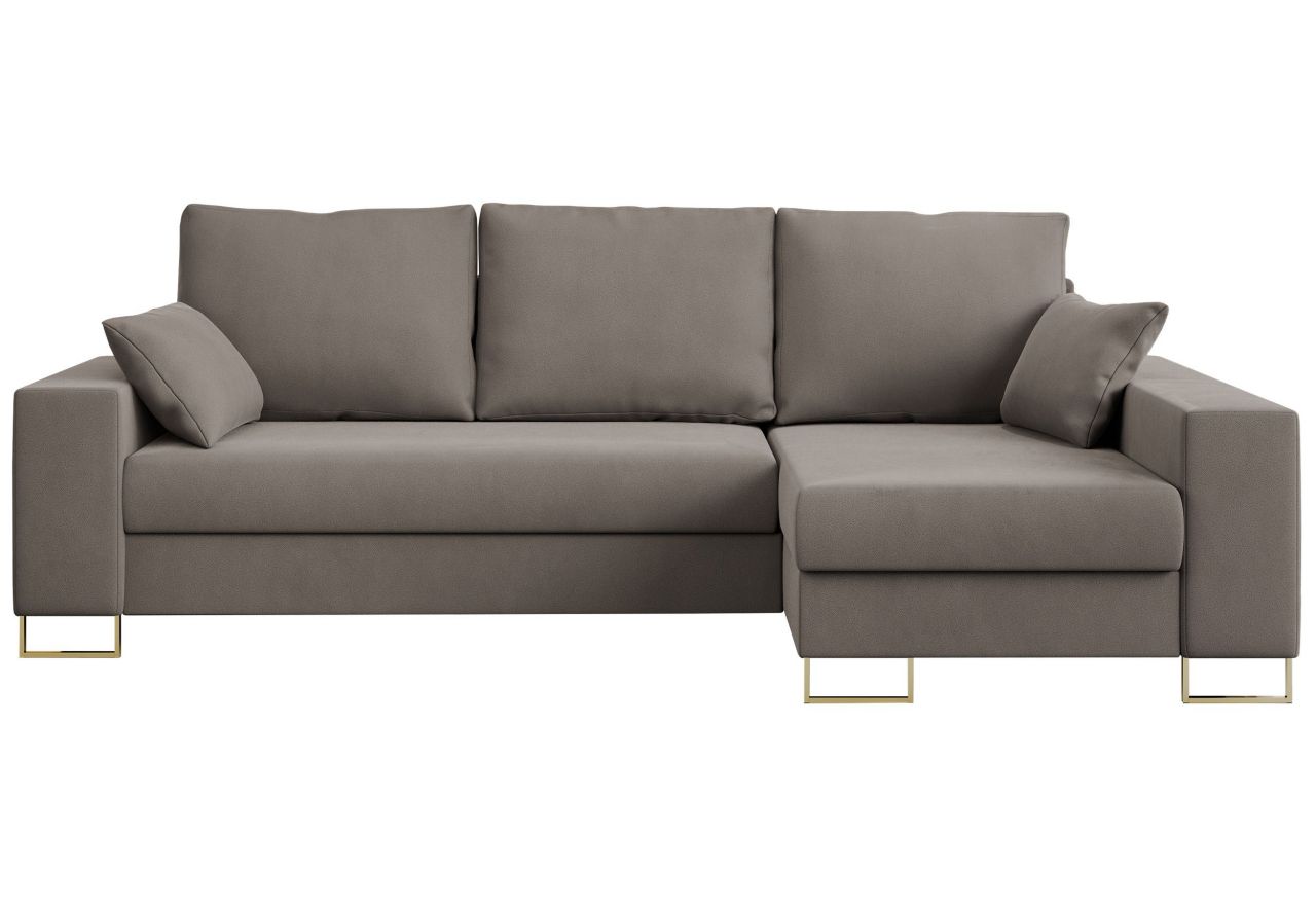 Narożnik DORIAN L - uniwersalny - jasnobrązowy, welwet