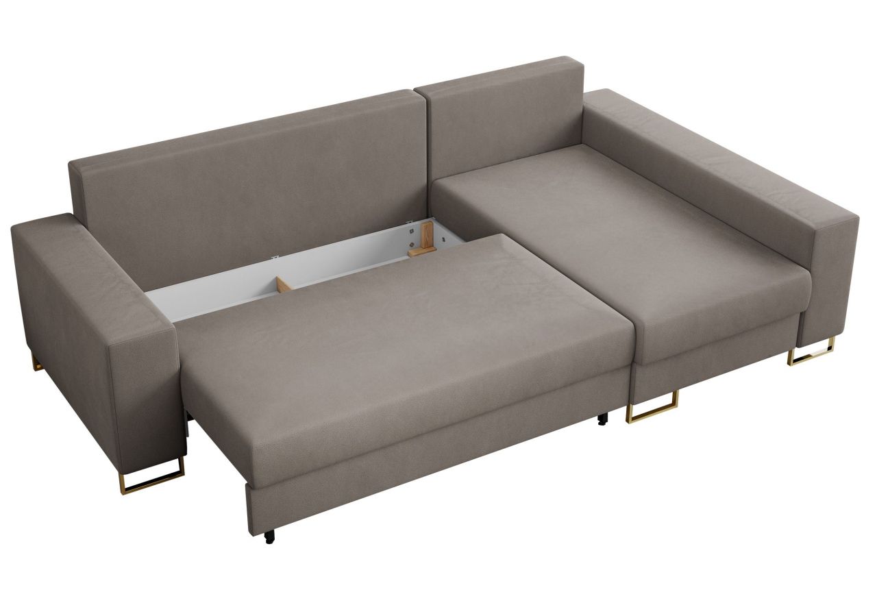 Narożnik DORIAN L - uniwersalny - jasnobrązowy, welwet