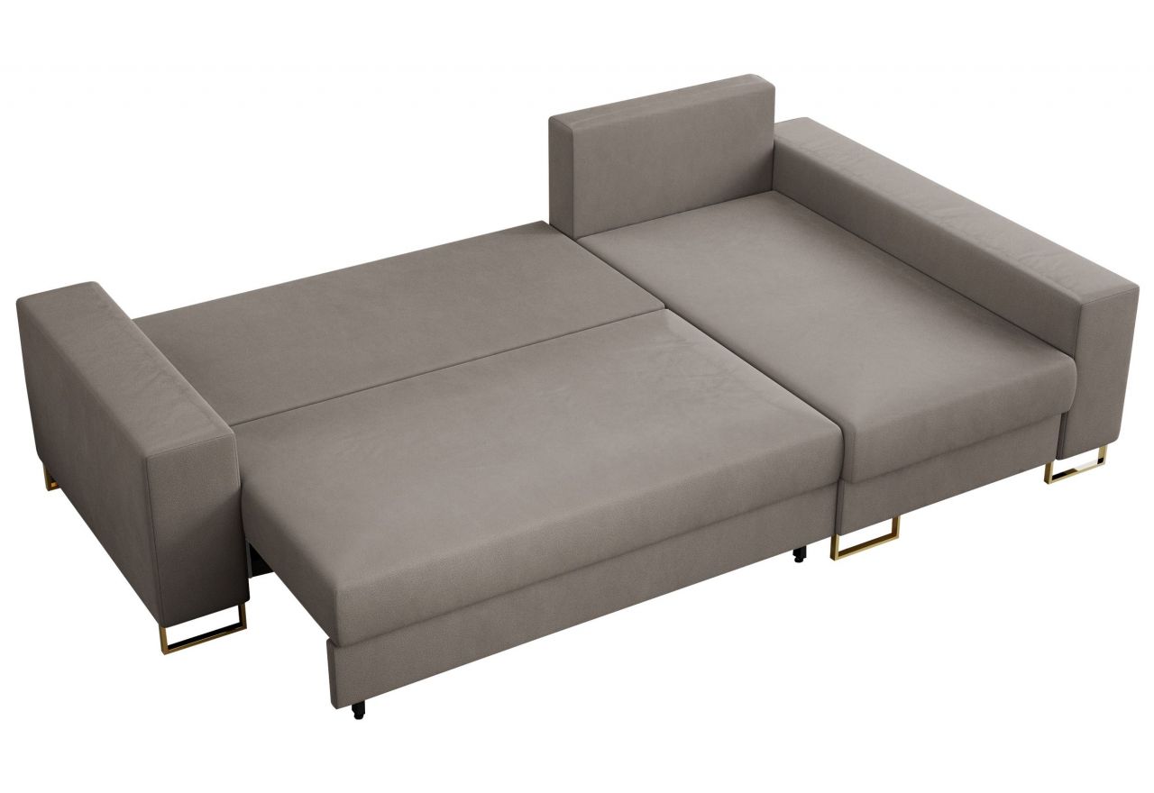 Narożnik DORIAN L - uniwersalny - jasnobrązowy, welwet