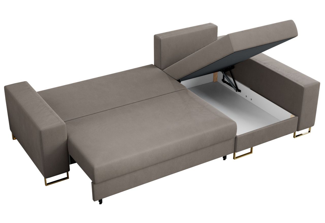 Narożnik DORIAN L - uniwersalny - jasnobrązowy, welwet