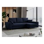 Narożnik DORIAN L - uniwersalny - ciemnoniebieski, welwet