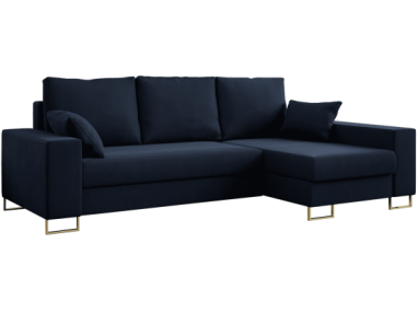 Narożnik DORIAN L - uniwersalny - ciemnoniebieski, welwet