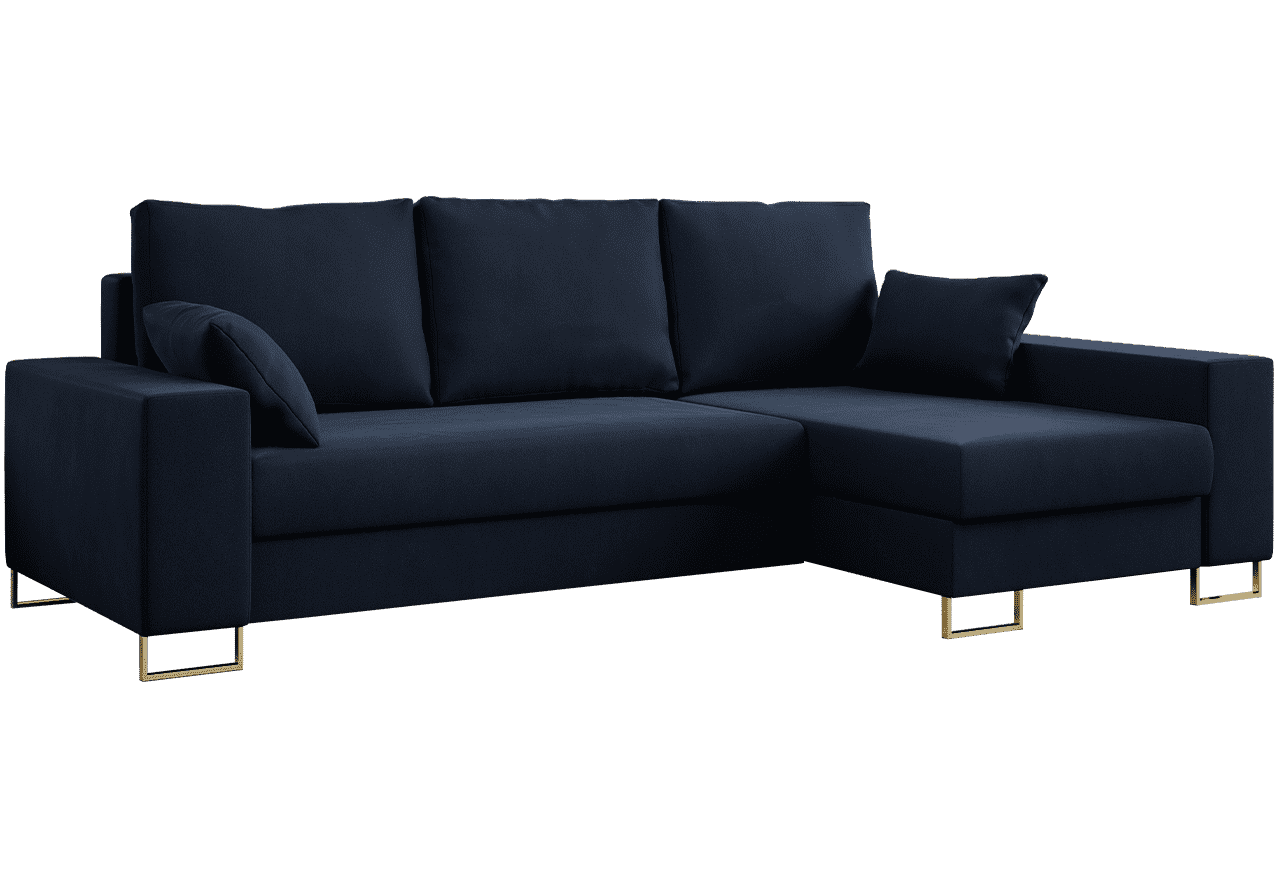 Narożnik DORIAN L - uniwersalny - ciemnoniebieski, welwet