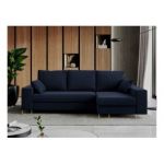 Narożnik DORIAN L - uniwersalny - ciemnoniebieski, welwet